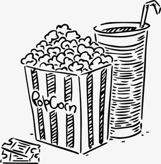 黑白手绘阴影爆米花免抠