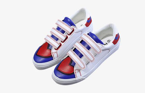 个性蓝边运动鞋白鞋实物素材免抠