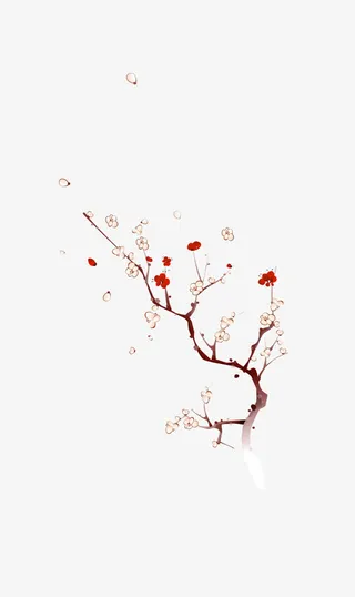 手绘中国风漂浮梅花免抠
