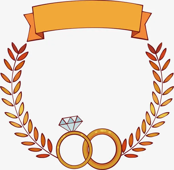 结婚钻戒标题框免抠