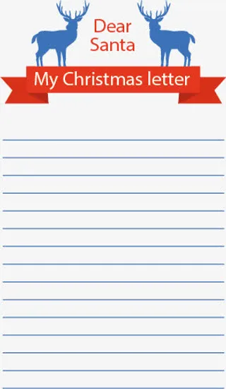 蓝色驯鹿信纸免抠