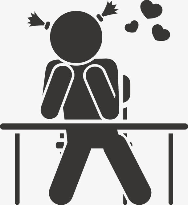 学生上课剪影矢量素材免抠