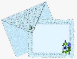 蓝色信封信纸免抠