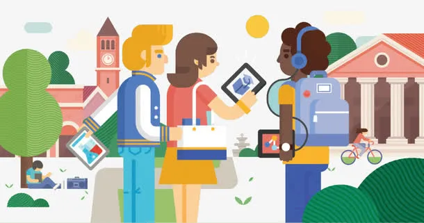 扁平化大学场景免抠