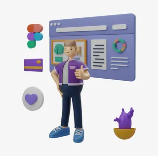 C4D男孩报表演示免抠