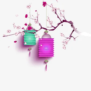 春节梅花灯笼png素材免抠