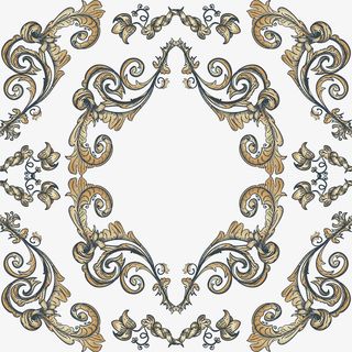 复古花纹边框免抠