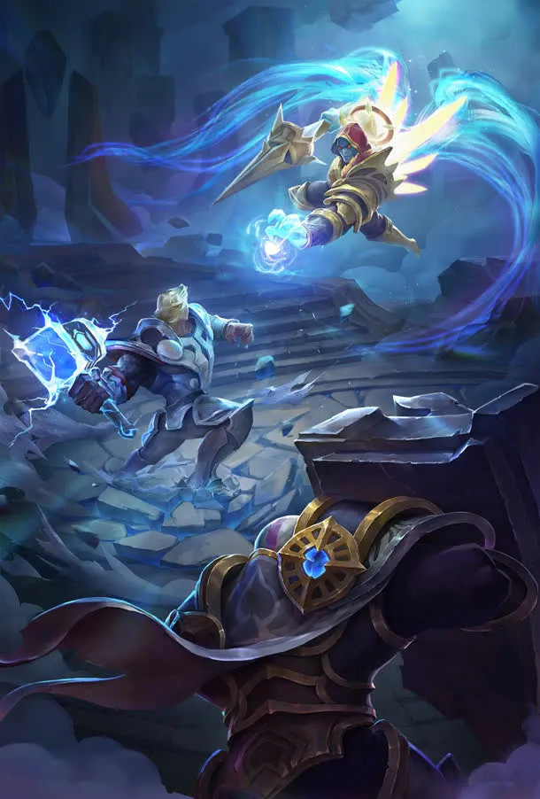 蓝色光效游戏人物免抠