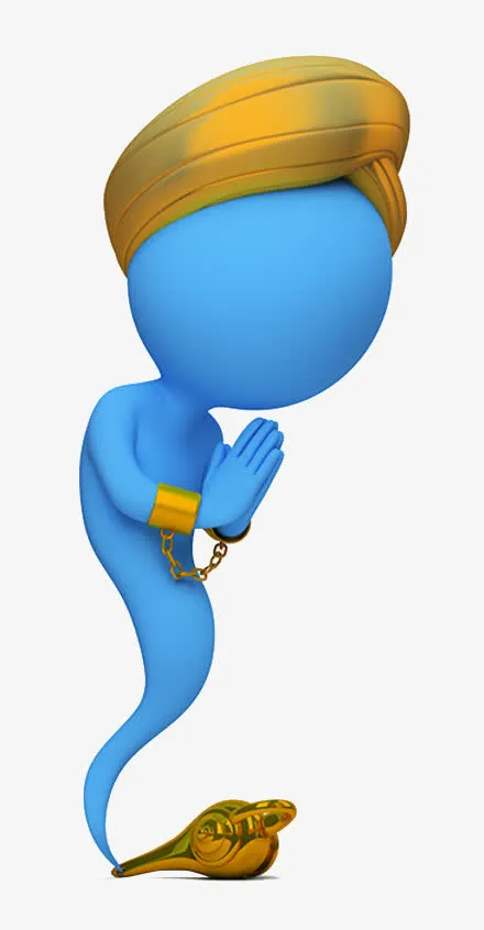 蓝色3D小人阿拉丁灯神免抠