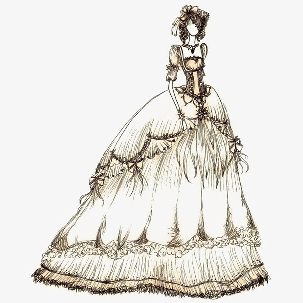 中世纪欧洲复古婚纱免抠