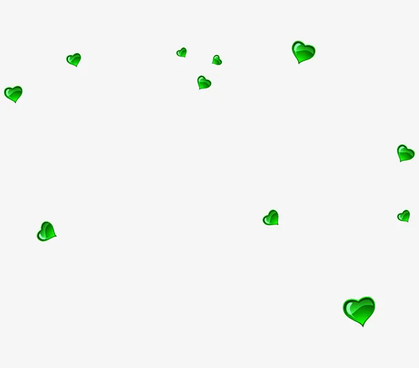 绿色简约爱心漂浮素材免抠