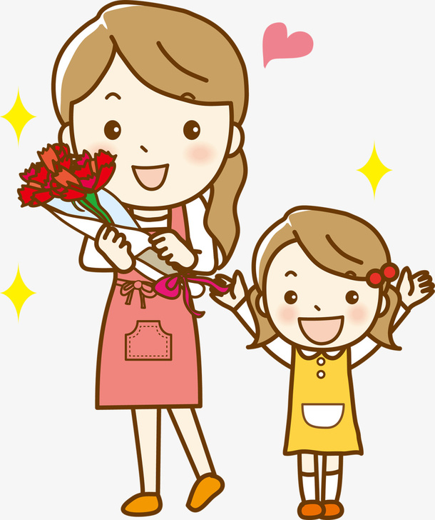 卡通可爱母亲节母女免抠