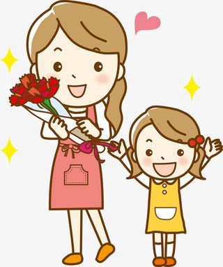 卡通可爱母亲节母女免抠