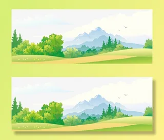 草原风景矢量图下载免抠手绘/卡通卡通元素