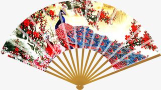 孔雀跳广场舞扇子免抠