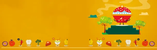 美食卡通人背景banner