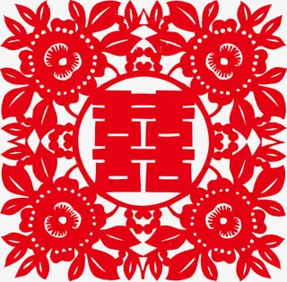 红色剪纸图案免抠