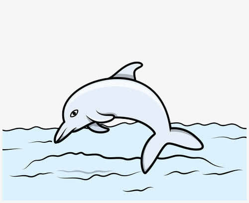 手绘蓝色简约鲸鱼免抠
