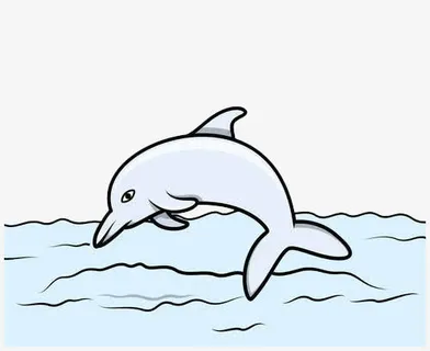 手绘蓝色简约鲸鱼免抠