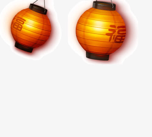 黄色发光灯笼素材免抠