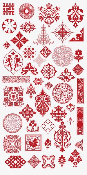 中国风花纹角纹矢量素材免抠