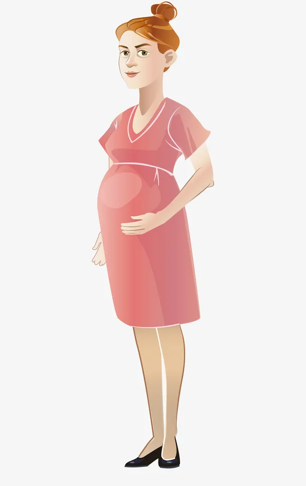 卡通怀孕的宝妈人物免抠