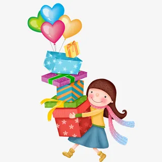 抱着礼物的女孩PNG下载免抠