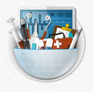 手绘蓝色圆球针筒免抠