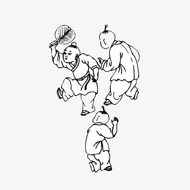古代玩耍的小孩免抠