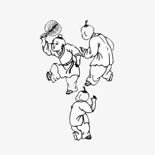 古代玩耍的小孩免抠