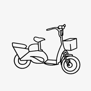简约代步卡通素描小电动PNG免抠