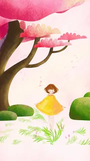 春姑娘手绘春天H5背景高清