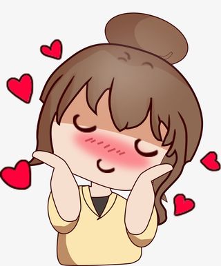 手绘爱心卡通小女孩表情包免抠