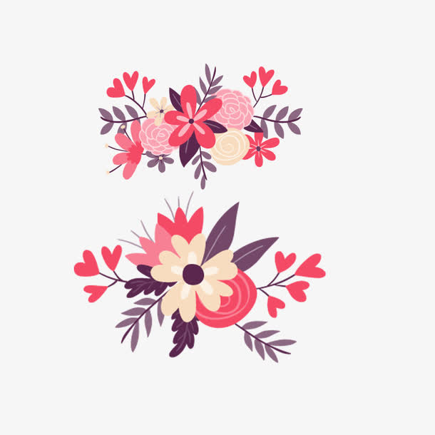 清新水彩花环花束植物素材免抠