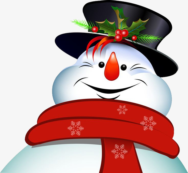 一个带着红围脖的雪人免抠
