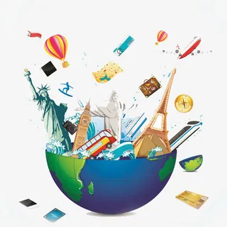 旅游出国免抠标签元素