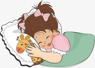 抱小鹿睡的小女孩免抠