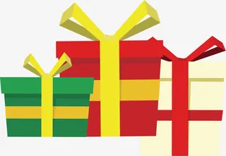 三个彩色的礼物盒免抠