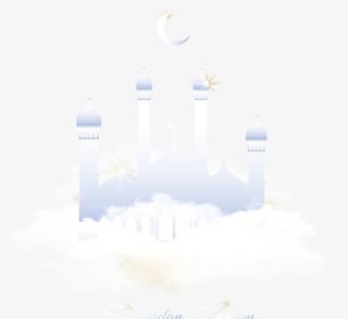 简单的白色斋月云圣宗教月亮教堂免抠