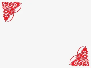 民间剪纸风格蝴蝶对角花纹免抠