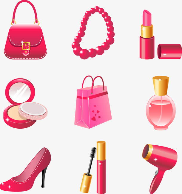 红色女性化妆用品免抠