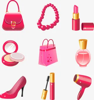 红色女性化妆用品免抠