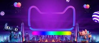 618大促淘宝天猫渐变紫色蓝色背影高清