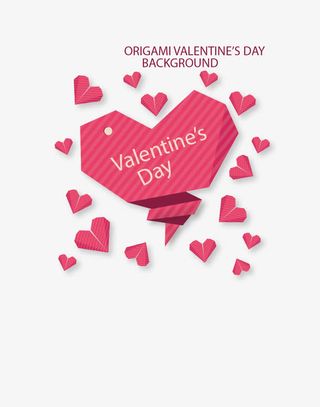 矢量手绘爱心折纸免抠