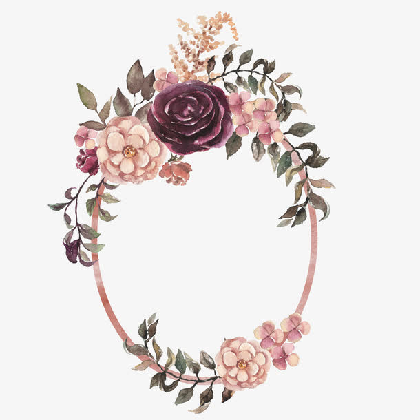 椭圆花卉相框免抠