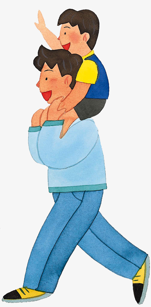 手绘可爱插图父亲节亲子插画爸爸免抠