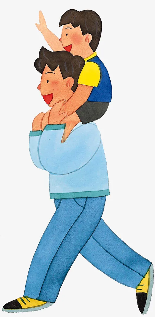 手绘可爱插图父亲节亲子插画爸爸免抠