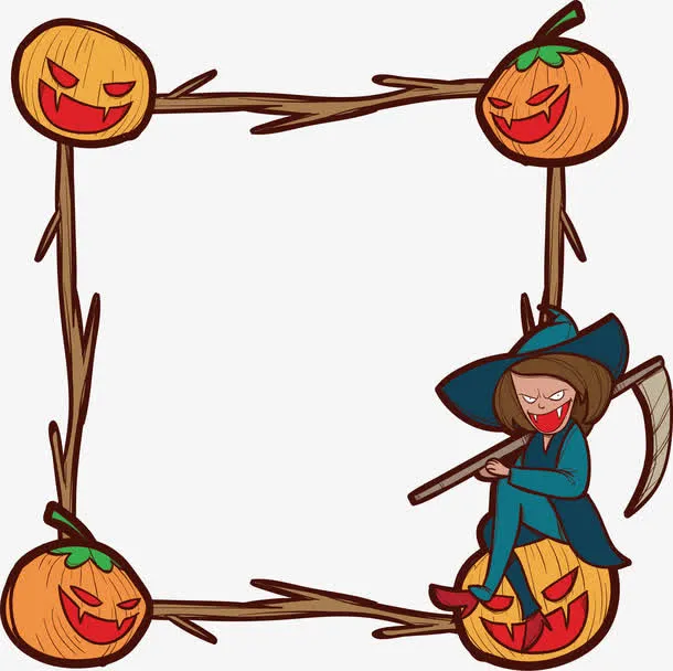 南瓜小魔女边框免抠