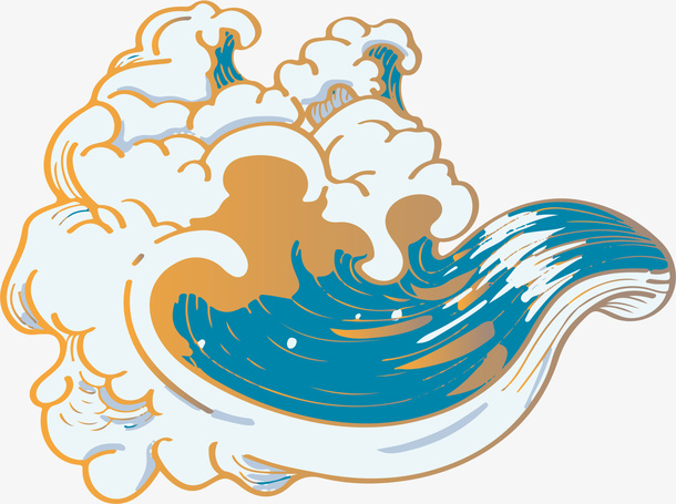 梦幻唯美国潮浪花浪花免抠