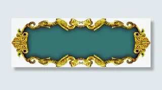 绿色底纹黄色边框标语免抠